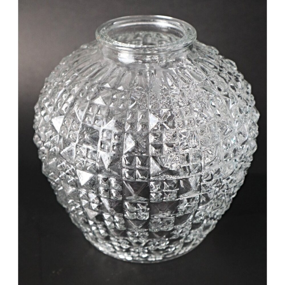 Vintage MCM Ceiling light Clear Lamp Shade & Fixture - Picture 5 of 9
